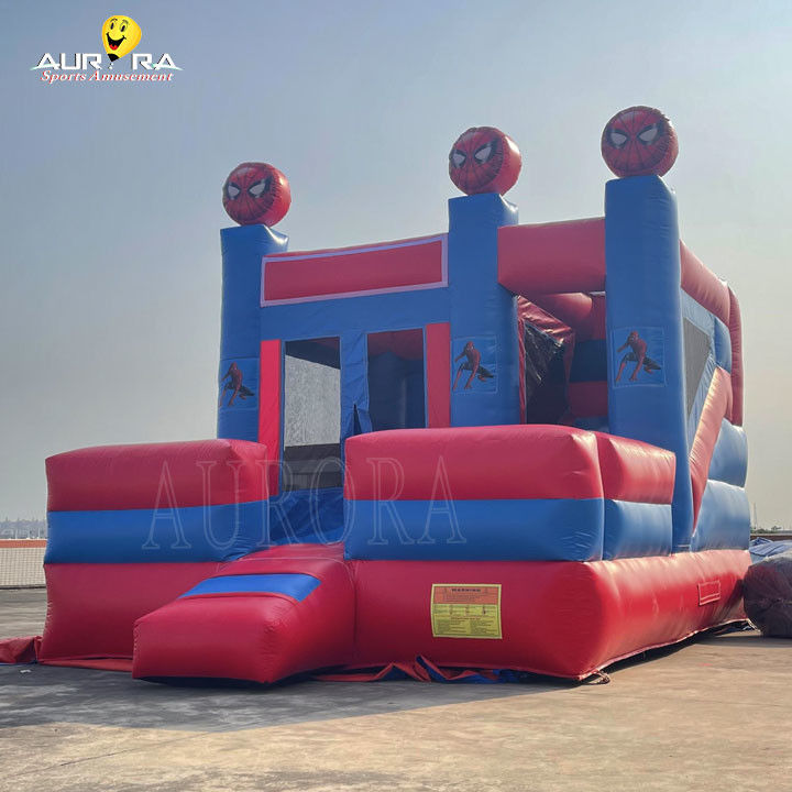 स्पाइडर मैन थीम रंगीन inflatable बाउंसी कैसल बाउंसर कॉम्बो अनुकूलित