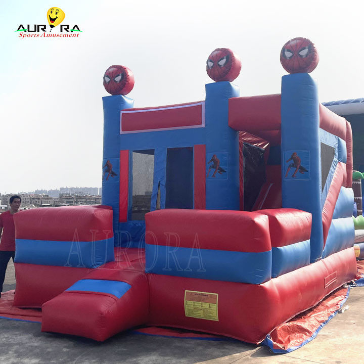 स्पाइडर मैन थीम रंगीन inflatable बाउंसी कैसल बाउंसर कॉम्बो अनुकूलित