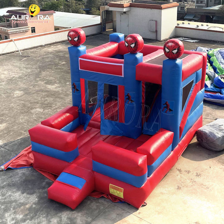 स्पाइडर मैन थीम रंगीन inflatable बाउंसी कैसल बाउंसर कॉम्बो अनुकूलित