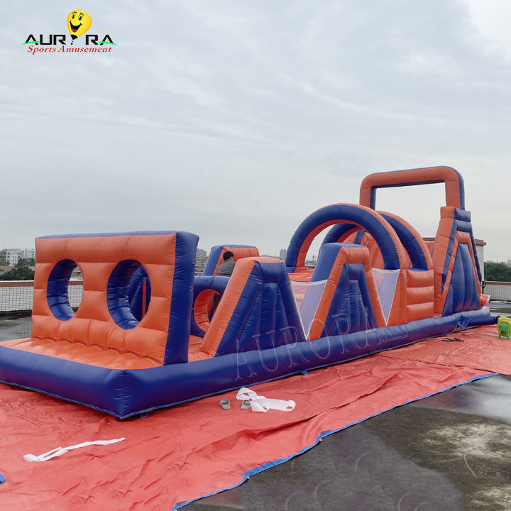 पीवीसी आउटडोर inflatable बाधा पाठ्यक्रम उछाल घर गैर विषैले लाल नीला रंग