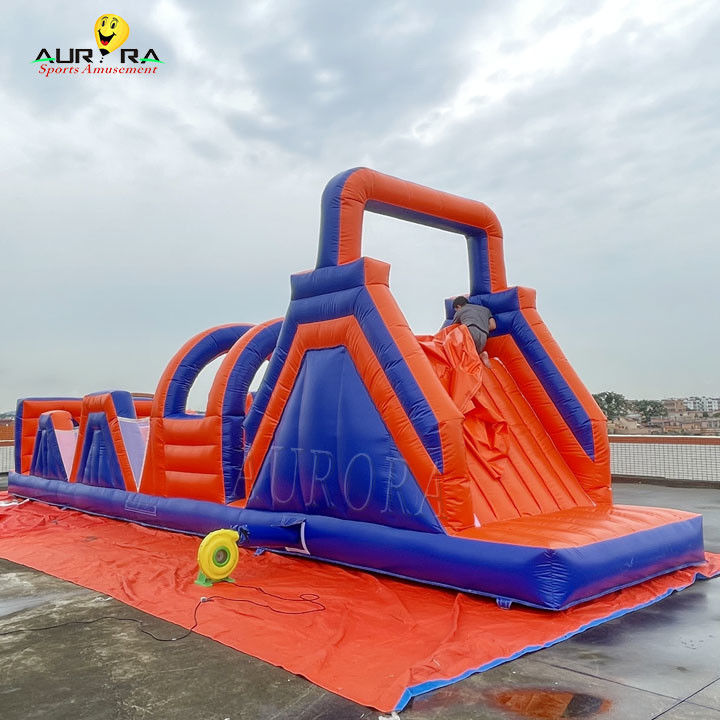 पीवीसी आउटडोर inflatable बाधा पाठ्यक्रम उछाल घर गैर विषैले लाल नीला रंग