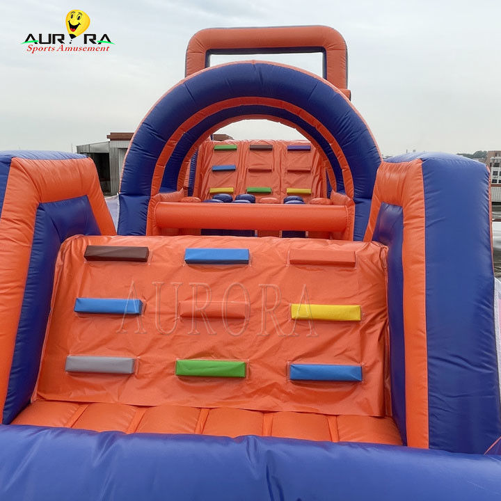 पीवीसी आउटडोर inflatable बाधा पाठ्यक्रम उछाल घर गैर विषैले लाल नीला रंग