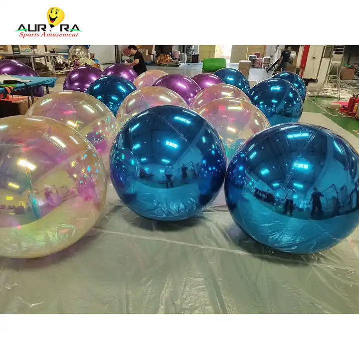 क्रिसमस शादी पार्टी सजावट के लिए विशाल चांदी inflatable दर्पण गेंद पीवीसी