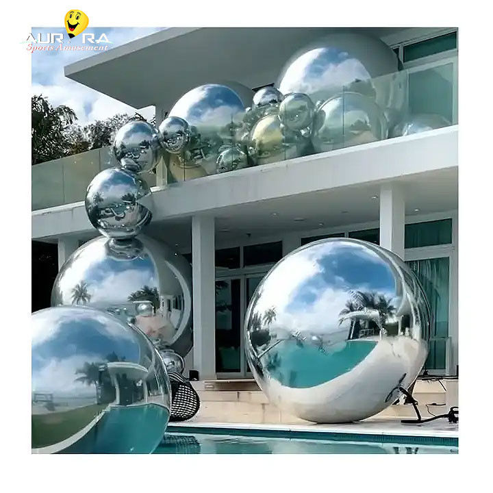 गुलाबी पीवीसी inflatable दर्पण गेंद घटना सजावट बड़ा चमकदार गुब्बारा