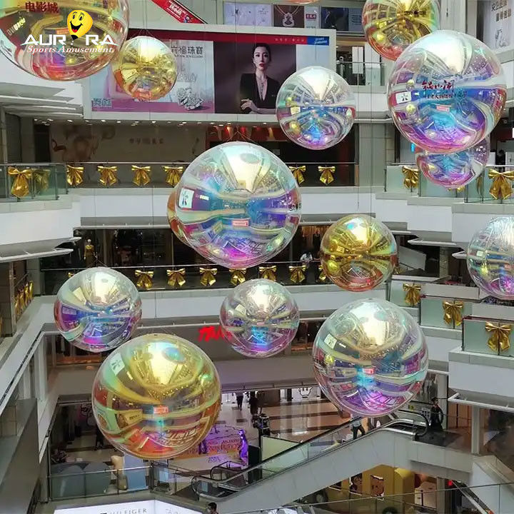 गुलाबी पीवीसी inflatable दर्पण गेंद घटना सजावट बड़ा चमकदार गुब्बारा