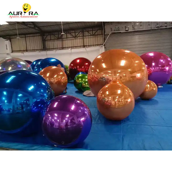 अनुकूलित विशाल inflatable दर्पण गेंद पीवीसी सजावट पार्टी के लिए लाल नीला पीला