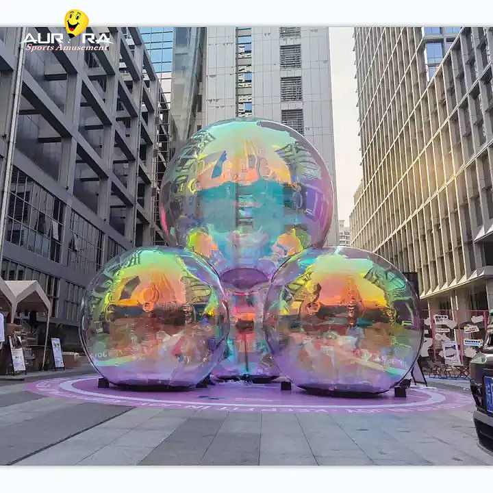 अनुकूलित विशाल inflatable दर्पण गेंद पीवीसी सजावट पार्टी के लिए लाल नीला पीला