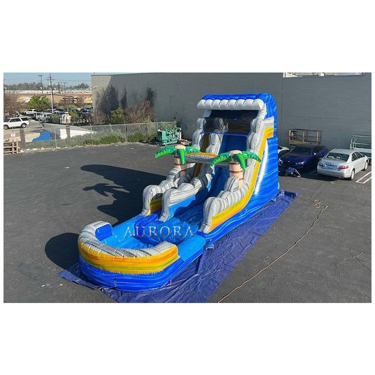 बूंसी विशाल inflatable पानी स्लाइड वयस्क के लिए गीला सूखी पूल पानी स्लाइड 18ft