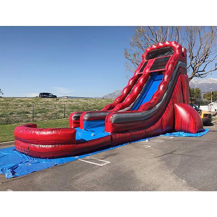 बच्चों के लिए किराये का आयोजन पूल के लिए inflatable पानी स्लाइड नीली लहर पानी स्लाइड पूल के साथ