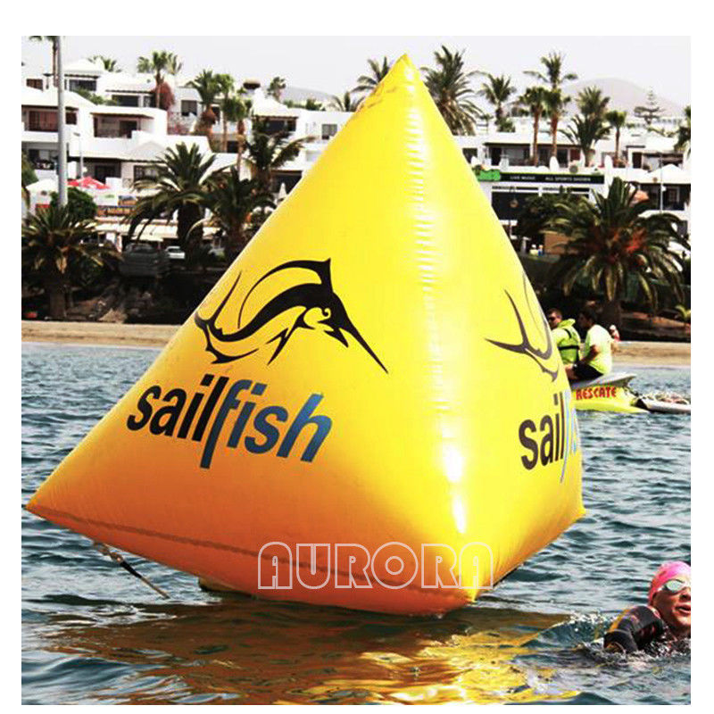 जल वाहक तैराकी वाहक inflatable त्रिभुज वाहक विशालकाय तैरते मार्कर वाहक पीला