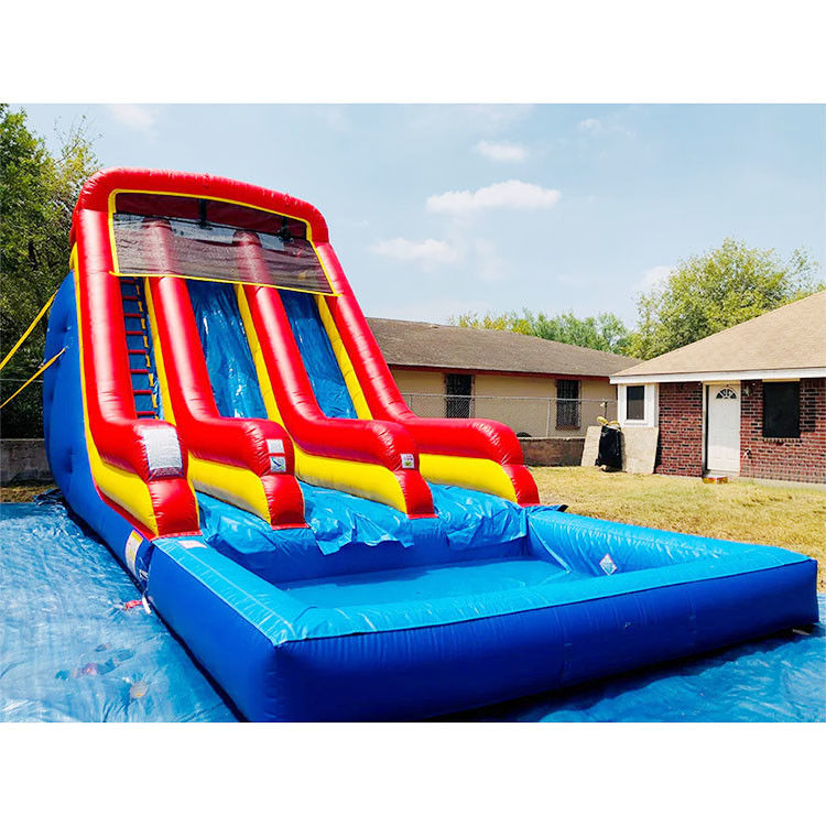 उछाल बाधा पूल के लिए inflatable पानी स्लाइड डबल लेन रंगीन वयस्क खेल