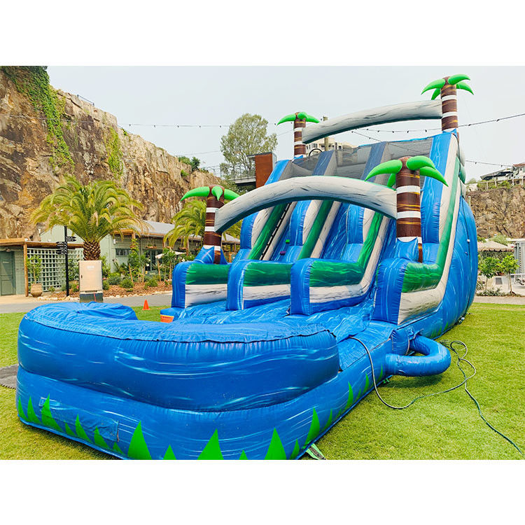 उछाल बाधा पूल के लिए inflatable पानी स्लाइड डबल लेन रंगीन वयस्क खेल
