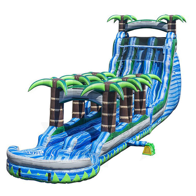 पार्टी व्यवसाय के लिए स्विमिंग पूल के साथ डबल लेन inflatable स्लाइड पानी या सूखी स्लाइड