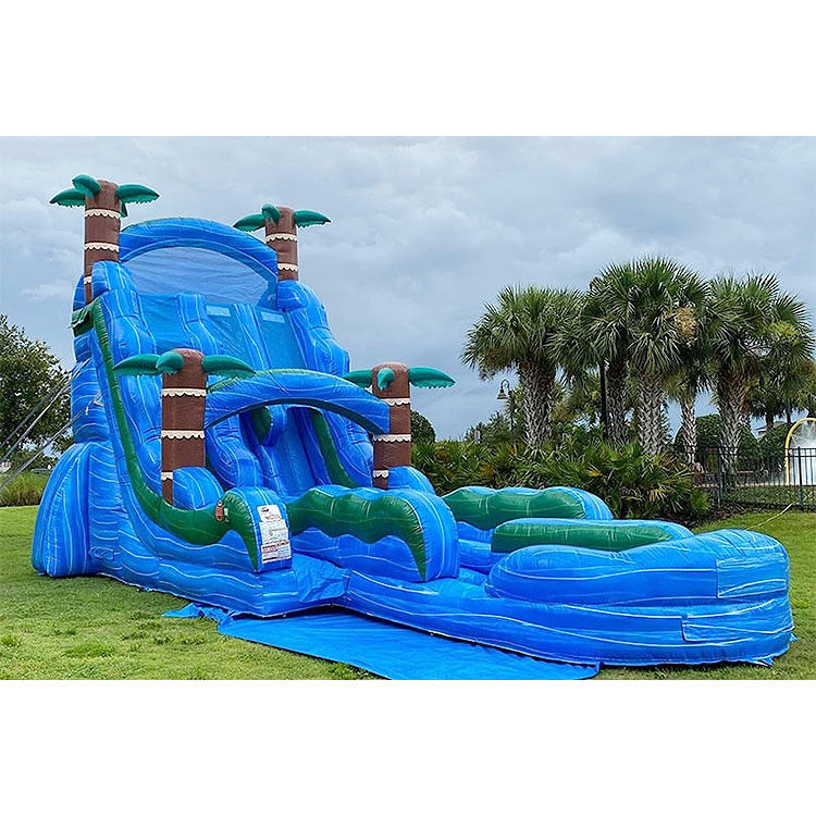 आउटडोर पार्टी के लिए विशाल inflatable पानी स्लाइड उछाल घर नीली पानी स्लाइड